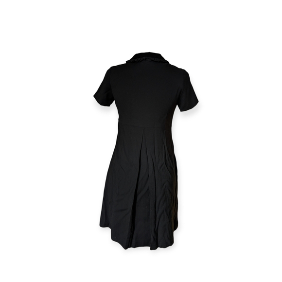 Y2K Black Mini Dress Velvet-Paneled Stretch-Crepe Twee - Picture 10 of 10